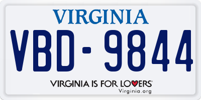 VA license plate VBD9844