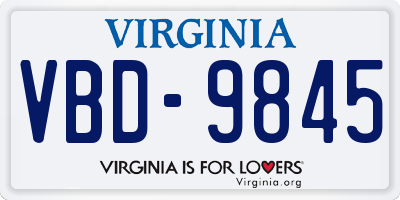 VA license plate VBD9845