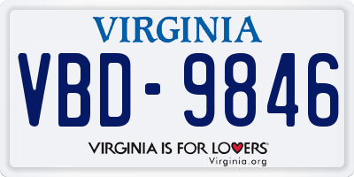 VA license plate VBD9846