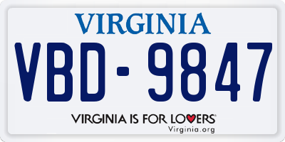 VA license plate VBD9847