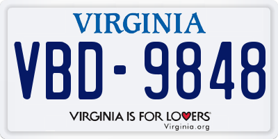 VA license plate VBD9848