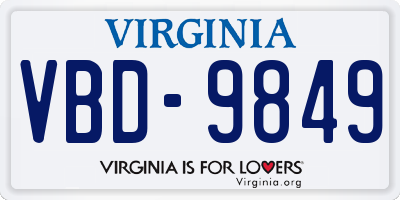 VA license plate VBD9849