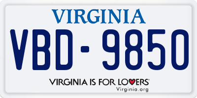 VA license plate VBD9850