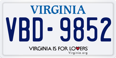VA license plate VBD9852
