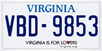 VA license plate VBD9853