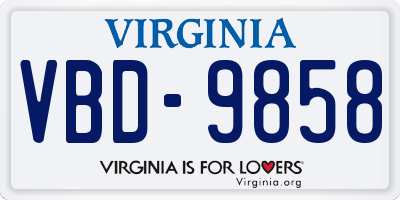 VA license plate VBD9858