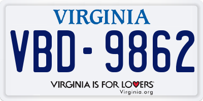 VA license plate VBD9862