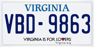VA license plate VBD9863