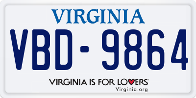 VA license plate VBD9864