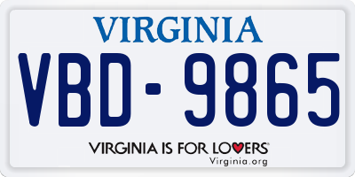 VA license plate VBD9865