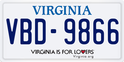 VA license plate VBD9866