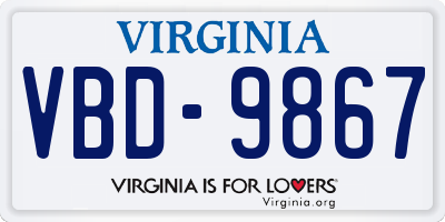 VA license plate VBD9867