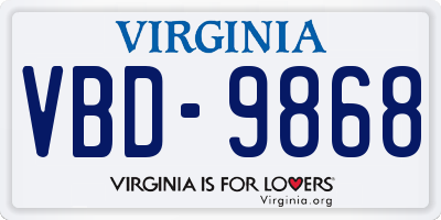 VA license plate VBD9868