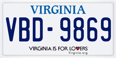 VA license plate VBD9869