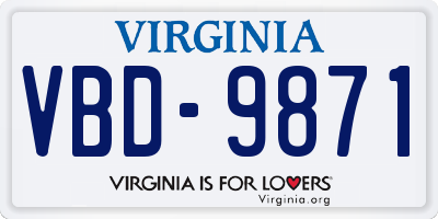VA license plate VBD9871