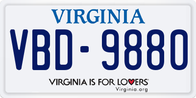 VA license plate VBD9880