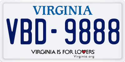 VA license plate VBD9888