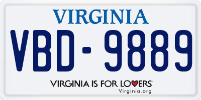 VA license plate VBD9889