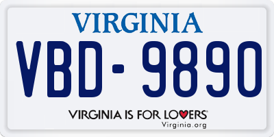 VA license plate VBD9890