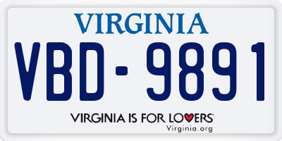 VA license plate VBD9891