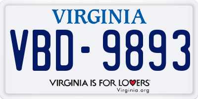 VA license plate VBD9893