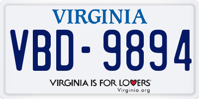 VA license plate VBD9894