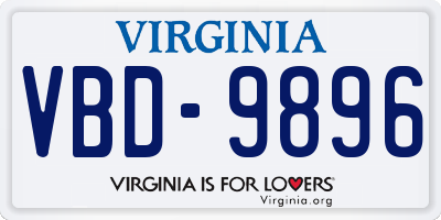 VA license plate VBD9896