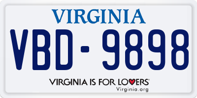 VA license plate VBD9898