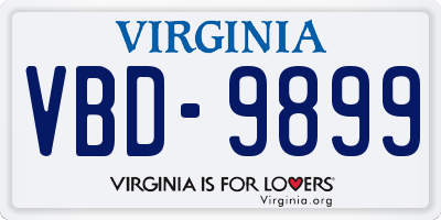 VA license plate VBD9899