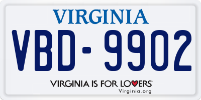 VA license plate VBD9902