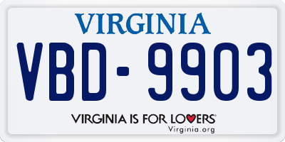 VA license plate VBD9903