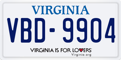 VA license plate VBD9904