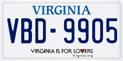 VA license plate VBD9905