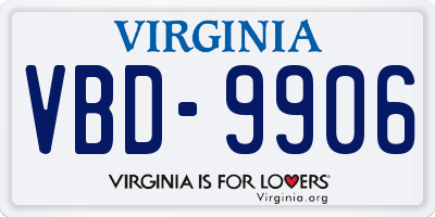 VA license plate VBD9906