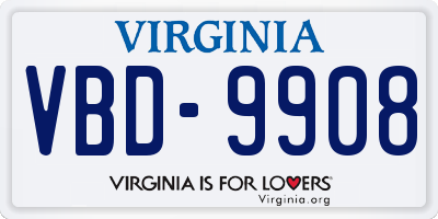 VA license plate VBD9908