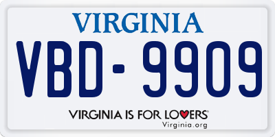 VA license plate VBD9909