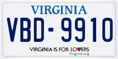 VA license plate VBD9910