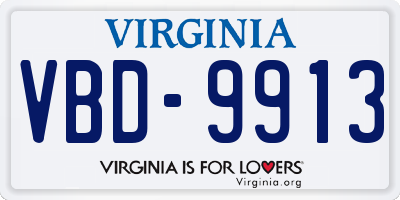 VA license plate VBD9913