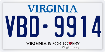VA license plate VBD9914