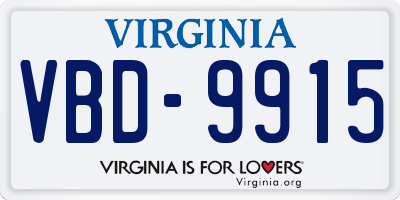 VA license plate VBD9915