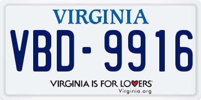 VA license plate VBD9916