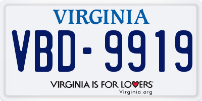 VA license plate VBD9919