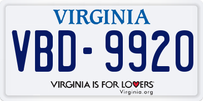 VA license plate VBD9920