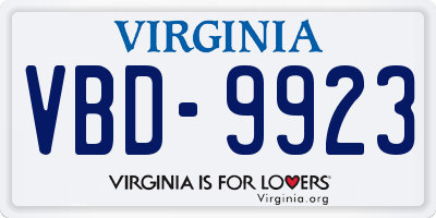 VA license plate VBD9923