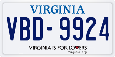 VA license plate VBD9924