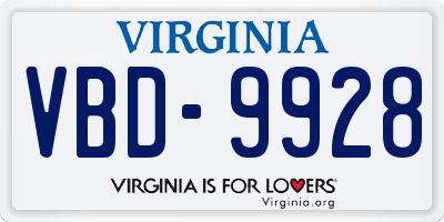 VA license plate VBD9928