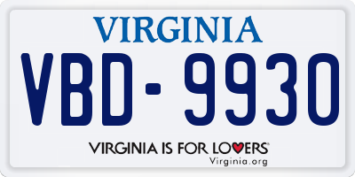 VA license plate VBD9930
