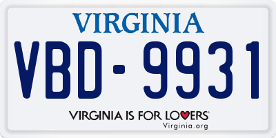 VA license plate VBD9931