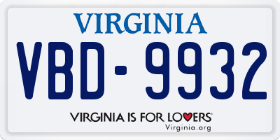 VA license plate VBD9932