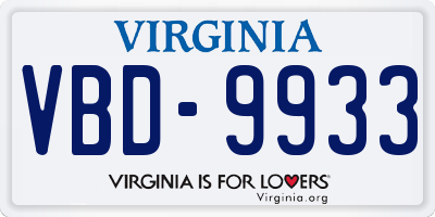 VA license plate VBD9933